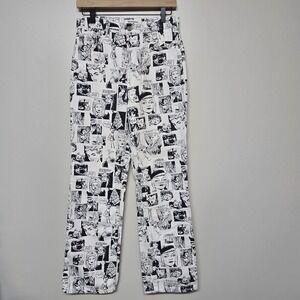 Reformation Newsprint Comic‎ Jeans 26 White Black Denim Straight Leg HIgh Rise